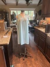 NWT Vintage Vassarette Silky Sissy Nylon Aqua Blue Tricot Nightgown Midi Med