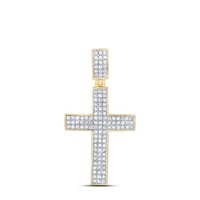 10K Gelbgold Original Rund Diamant Herren ReligiöS AnhäNger Kreuz 1/2 Karat