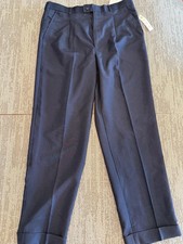 Bagazio Dress Pants Mens 40x33 Navy Pleated Cuffed Classic Fit Business Formal