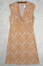 Merona Dress M Orange Sleeveless Midi Shirt Dress Knit V‑Neck Wrapfront Casual