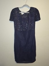 Vintage JMD New York Navy Dress Beaded By Hand - Elegant - Sz Small NEW W/ TAGS