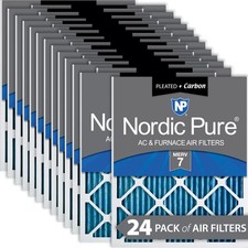 20x20x1 19 1/2x19 1/2 Pleated Air Filters MERV 7 Plus Carbon 24 Pack