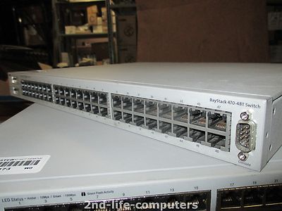Avaya 470-48T Nortel BayStack 48-Port Switch 10/100 RJ-45 Ports + 2x GBIC Ports