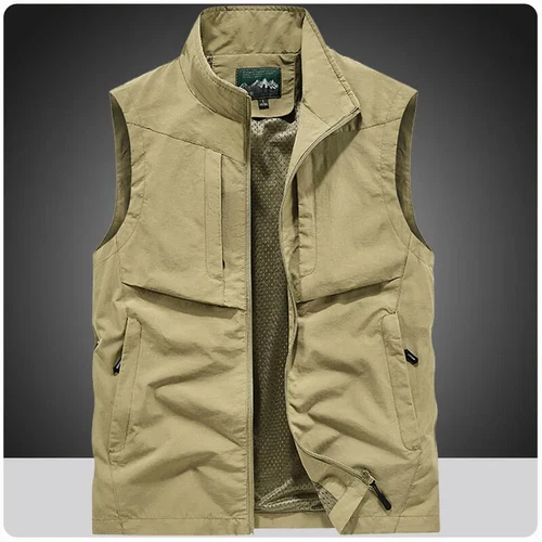 Spring Autumn Men Outdoor Fishing Vest Casual Sleeveless Mesh Waistcoat Jacket