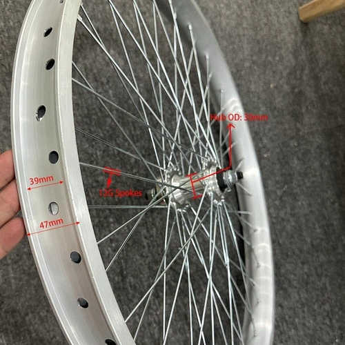 CDH 26" x 2.35-3.5 Tire Spoke Wheelset 48x12G, Double Layer Alum Bike Wheel Set - Picture 4 of 9