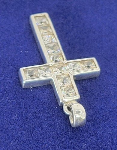 Ciondolo croce Bling in argento sterling 925 con sacchetto regalo - Foto 2 di 5