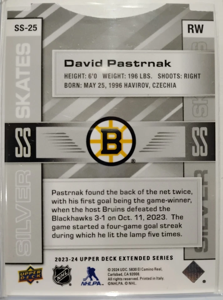 2023-24 Upper Deck Extended Hockey Series David Pastrnak Silver Skates # SS-25 - Image 2 of 2