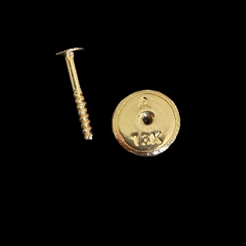 18K Yellow Gold Diamond-Cut Circle Stud Earrings, 0.36g, 2.5mm, Elegant Design - Picture 3 of 10