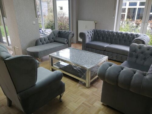 Sitzgarnitur Chesterfield: 3er 2er, Sessel, Hocker und Chaiselong - Picture 2 of 8