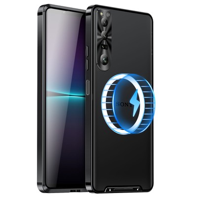 For Sony Xperia 1 IV, Phone Case Magnetic Shockproof Aluminum Metal Bumper Cover