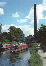 Postcard UK England Yorkshire Skipton Canalside Narrowboat Tourist Smoke Stack