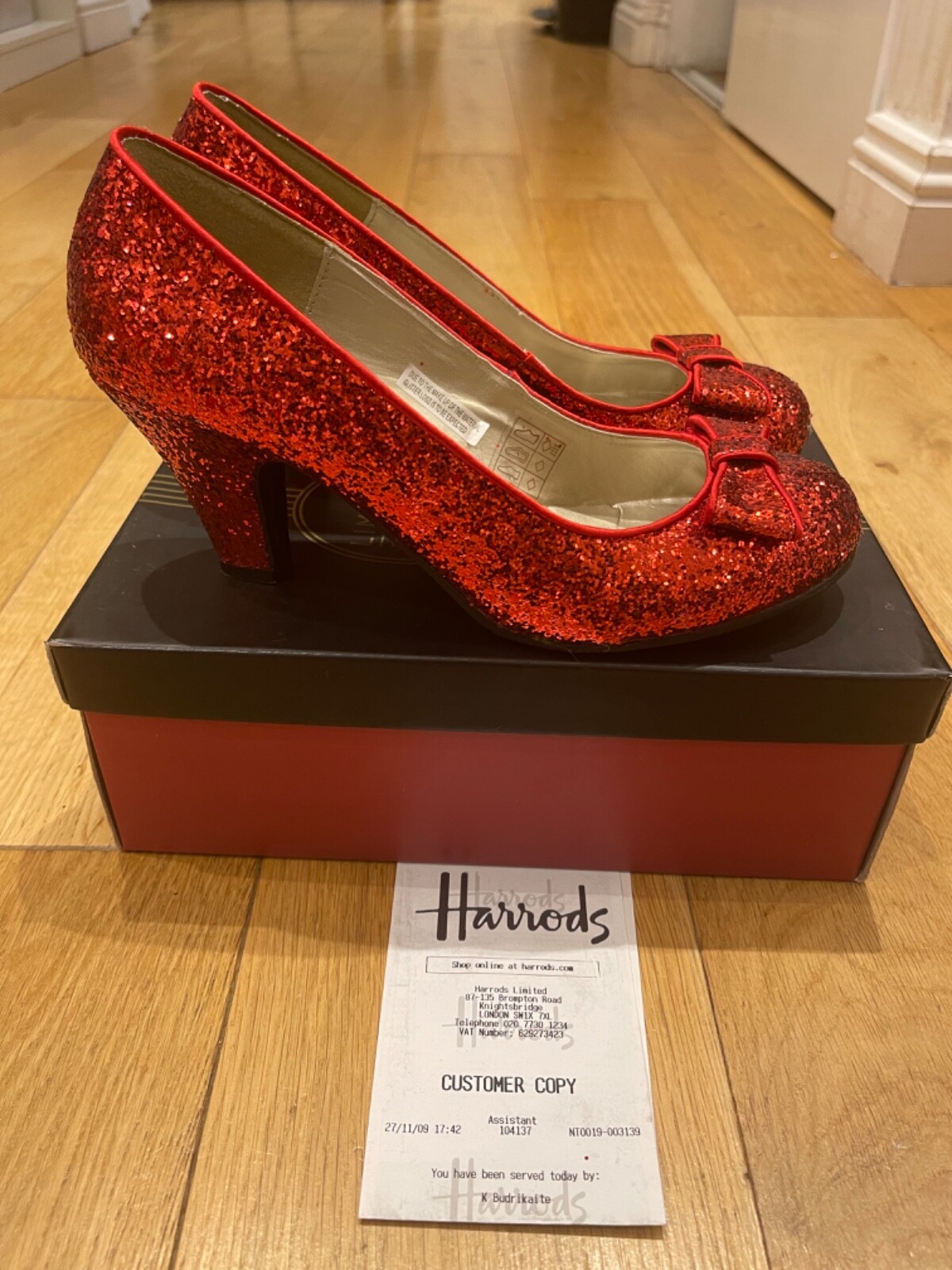 Harrods Limited Edition 70th Year Anniversary Wizard of Oz Ruby Slippers Size 6 image 3