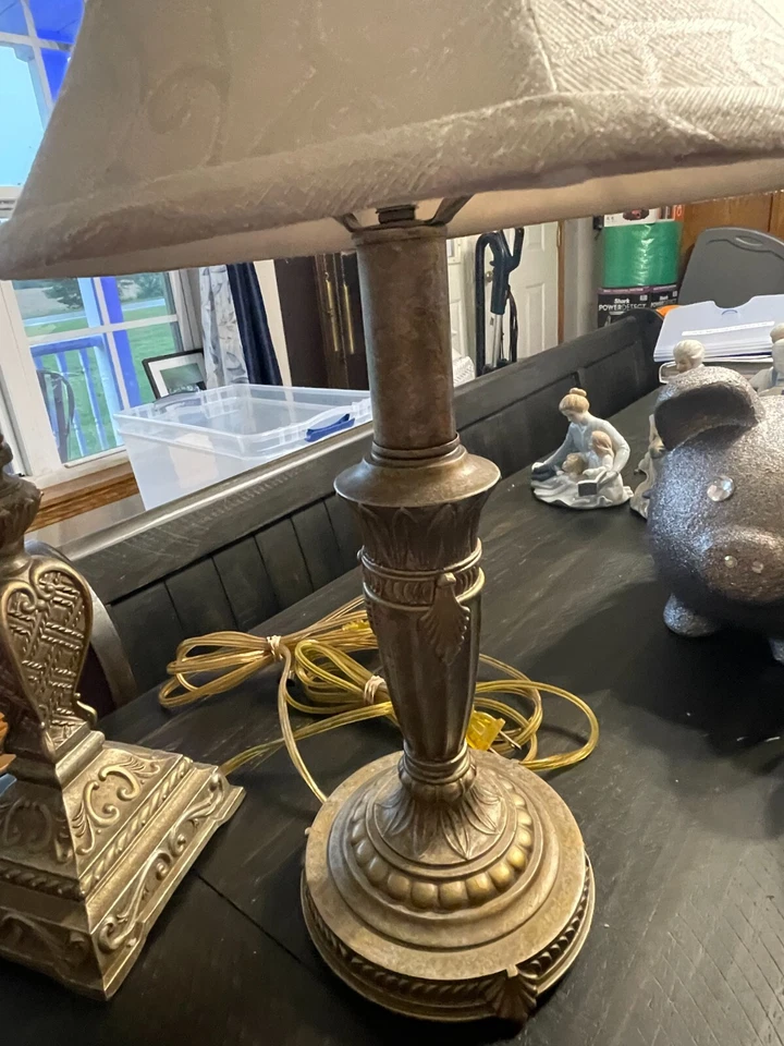 Juego de 2 Lámparas de Puerta para Casa con Pantallas Base Pesada Dorada Foto 4 de 4