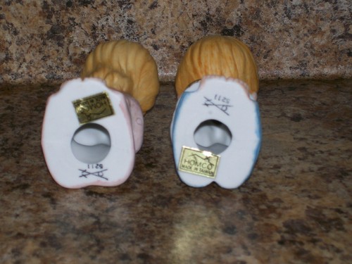 Vintage HOMCO Porcelain Blond BOY blue & GIRL pink Kneeling PRAYING #5211 in Box - Picture 4 of 4