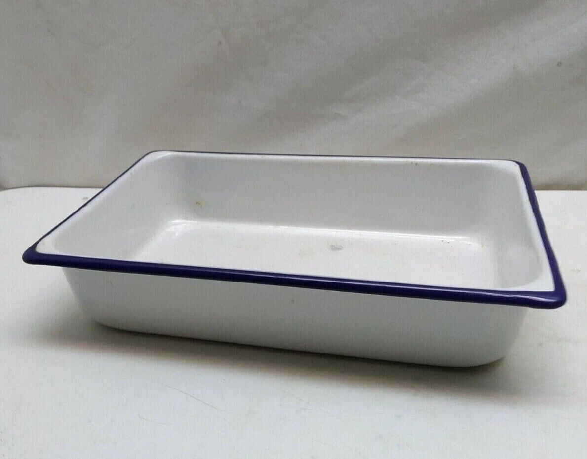 Enamel On Steel Baking Pan Casserole Roaster Lasagna Dish Serving Tray 10x7x2