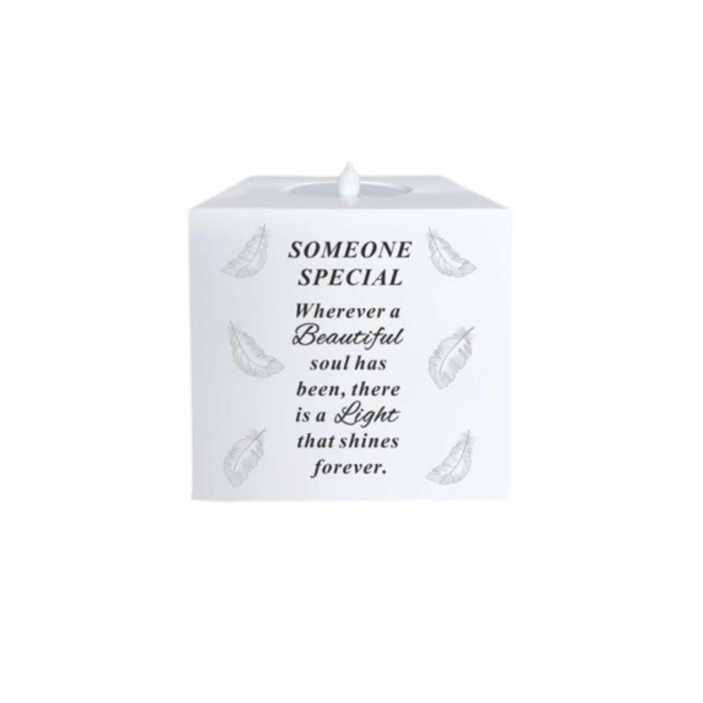 Grave Memorial Ornament Graveside Led Flickering Candle Feather Someone Special