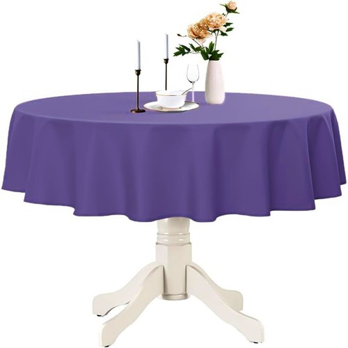 Plastic Table Cloth Reusable Waterproof Wipeable Purple Table Cover 84" (213cm) - Picture 1 of 7
