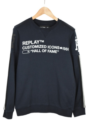 REPLAY Customized Icons Hall Of Fame Sweatshirt Mens M (MEDIUM) Logo Crew Neck