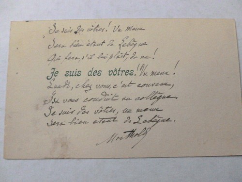 4/ JULES DE MARTHOLD / Poème Autographe à Albert Montreuil 1905 - Picture 2 of 3