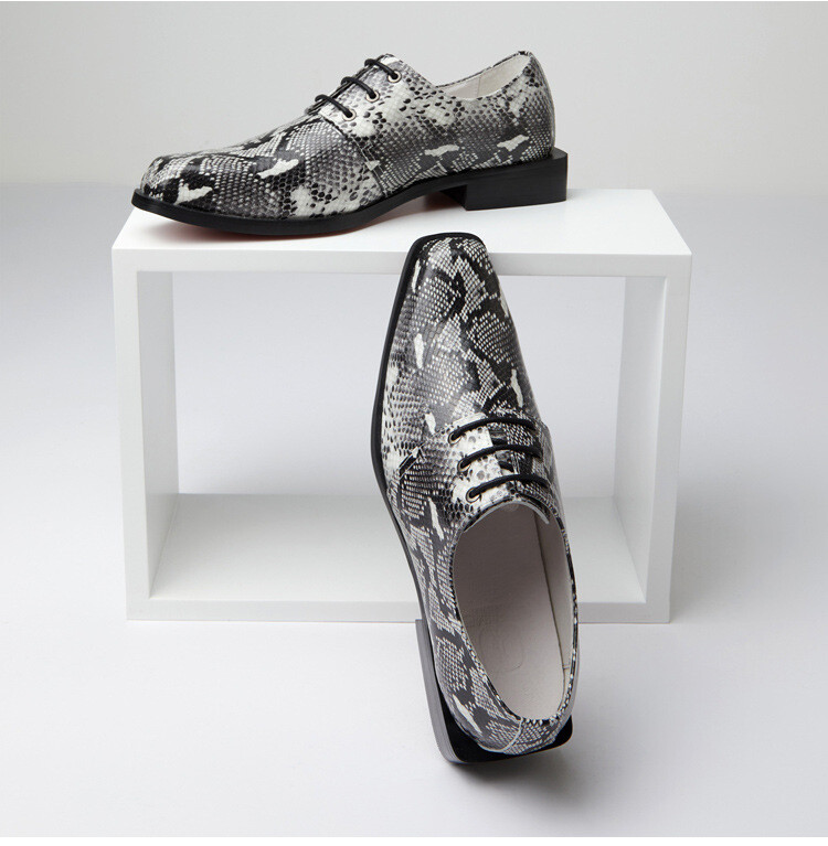 SAOLA Scarpe stringate uomo punta quadrata modello pelle di serpente festa taglia Oxford