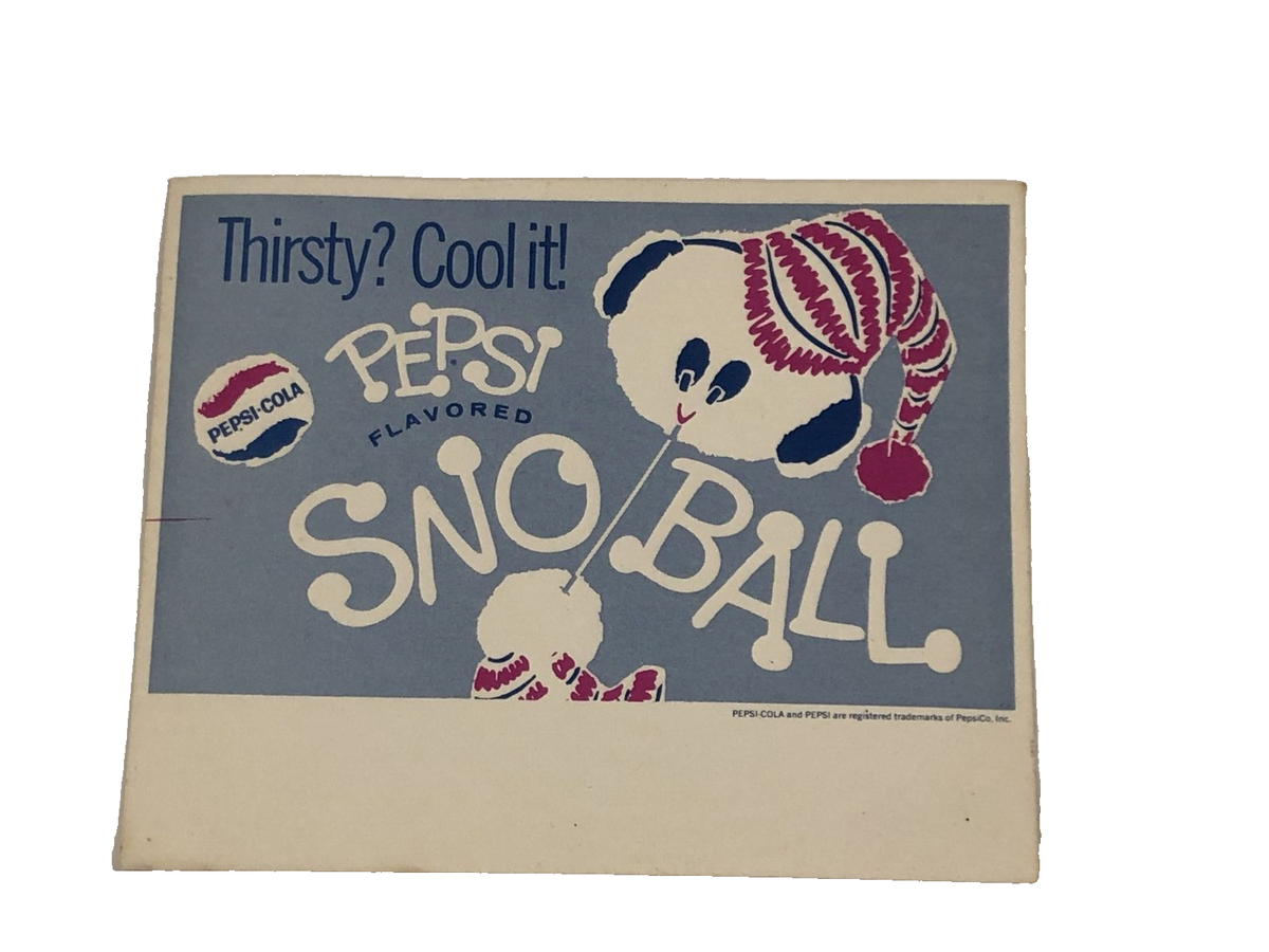 Vintage 1960 Advertising Pepsi-Cola Flavored Thirsty Snowballs