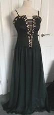 Jaune Rouge Black Chiffon with Jewel Detail Long Evening Dress Size M  BNWT