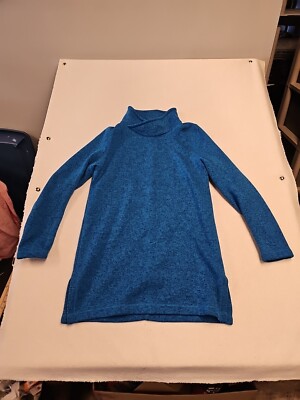 Lands End Turtleneck Sweater Womens S 6-8 Blue Side Slit Pullover