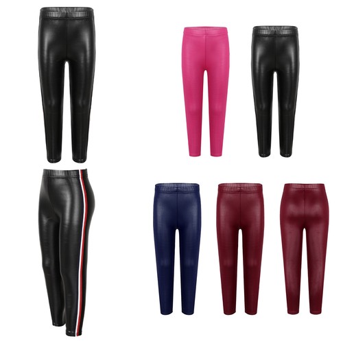 Girls Strechy Faux Leather Leggings 