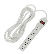 12Ft 6-Outlet Surge Protector 14AWG/3, 15A, 90J White