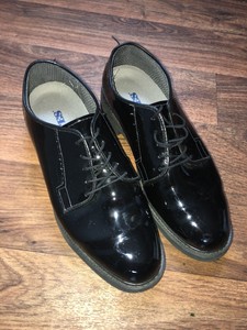 bates patent leather military shoes