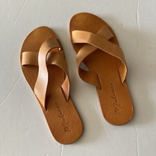 Matisse Anthopologie Cross Strap Sandals Orange Leather Sz 10