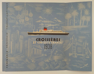 Jan Auvigne MS Lafayette Compagnie Generale Transatlantique Brochure Cover 1938 
