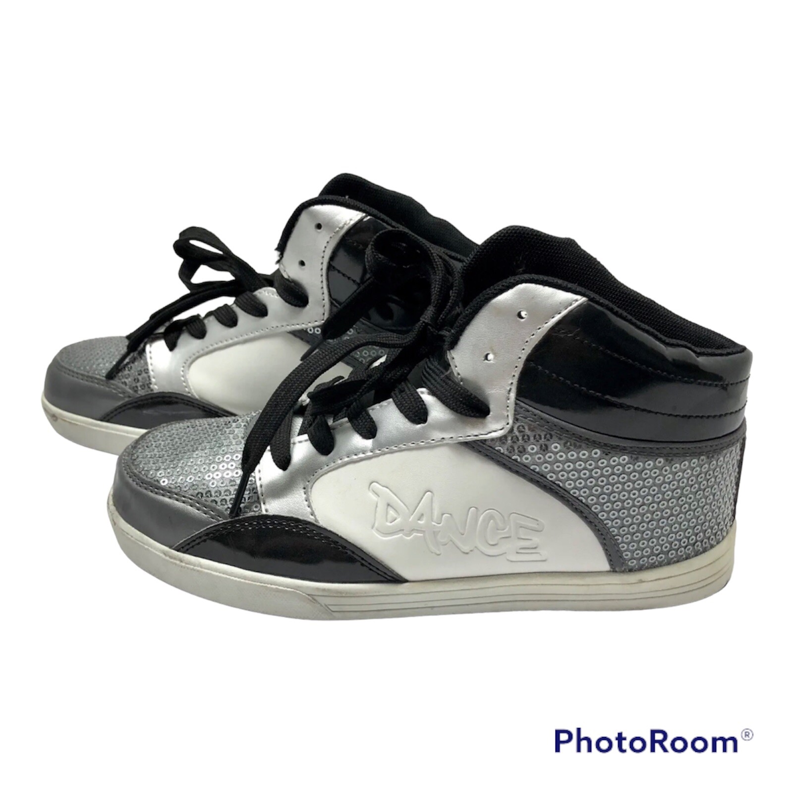 Zapatillas de baile Gia Mia Hip Hop Flash para mujer 8 blancas negras