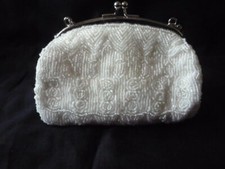 Indeed white beaded evening bag purse