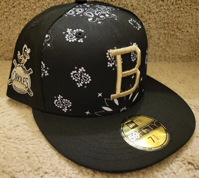 Baltimore Orioles New Era B-More Noir Paisley MLB 59fifty fitted HAT CAP nwt