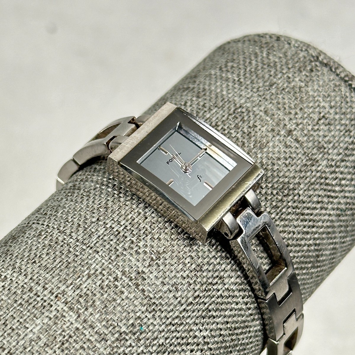 Fossil Watch Womens 17mm Square Silver Tone F2 ES-9136 Quartz New