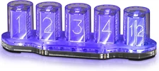 Nixie Tube Clock with RGB LED Multi Color/Mode Options, Retro Digital Analog Dis