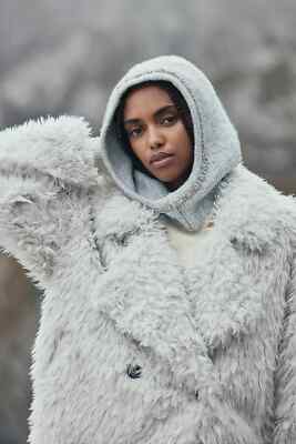 NWT Anthropologie Faux Fur Jacket WHITE Pockets Lined Teddy Coat