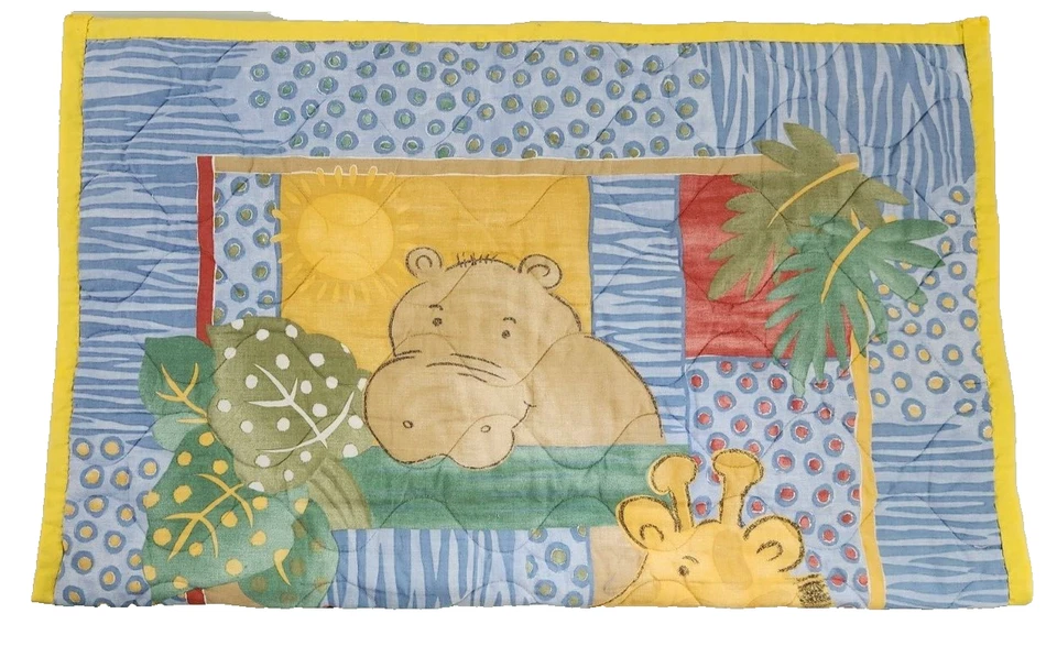 Edredón de safari de animales de la selva azul manta de bebé retro para bebé Blankie Foto 2 de 4