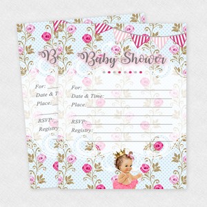 rose themed baby shower invitations
