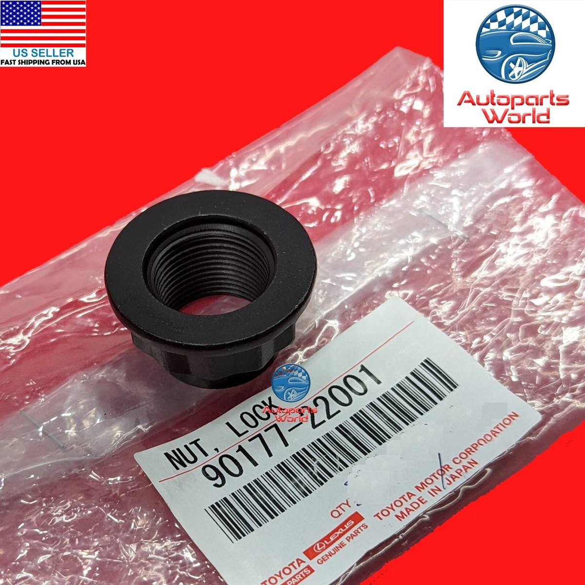Genuine Toyota Front Axle Hub Nut 90177-22001 - Fits Most Toyota FWD Models