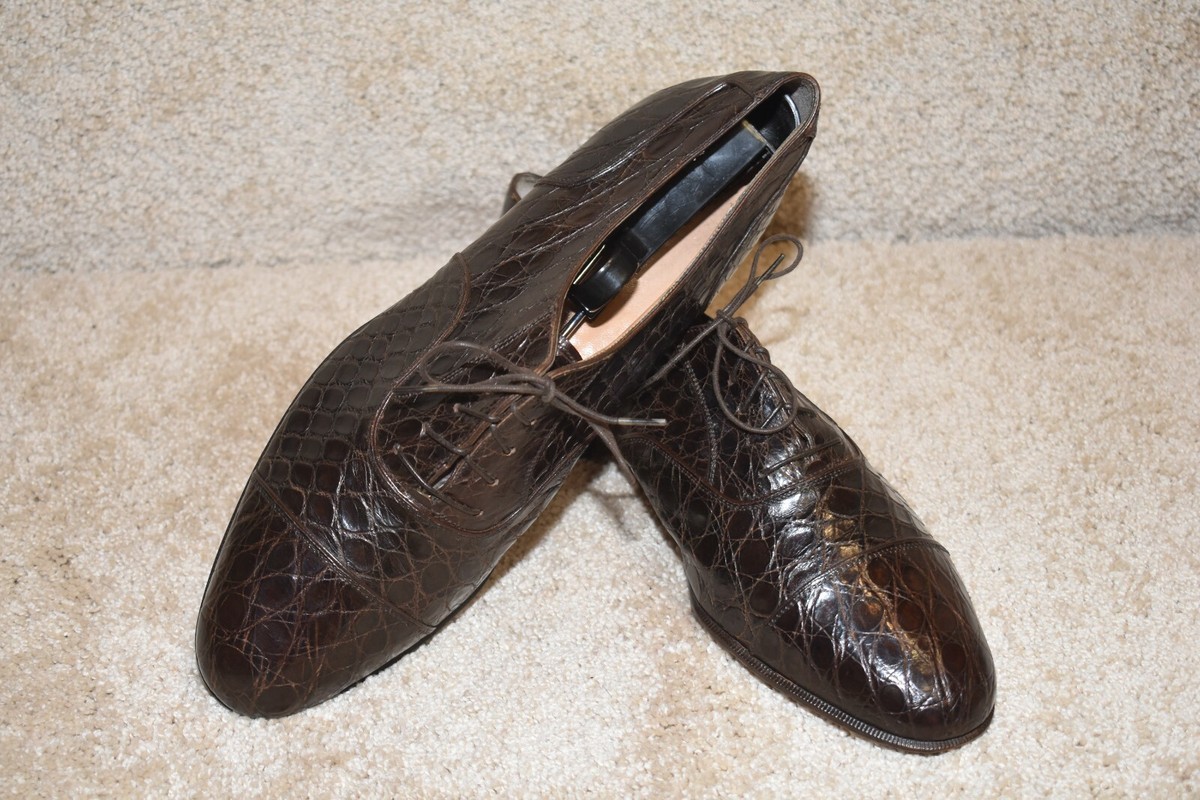 Salvatore Ferragamo Genuine Crocodile Leather Oxford Shoes 9.5 D Exotic Skin ferragamo mens crocodile shoes products for sale | eBay main image 3