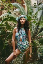 NWT  212 Sz XS MARA HOFFMAN ALOE GREEN Cross Front One-Piece Swimsuit