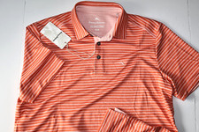 Tommy Bahama Polo Shirt Paradise Isle Stripe Performance Coral Pink SS Medium M
