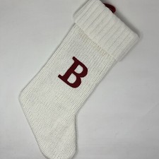 Target Wondershop Initial Letter B Cable Knit Christmas Stocking White 18" New