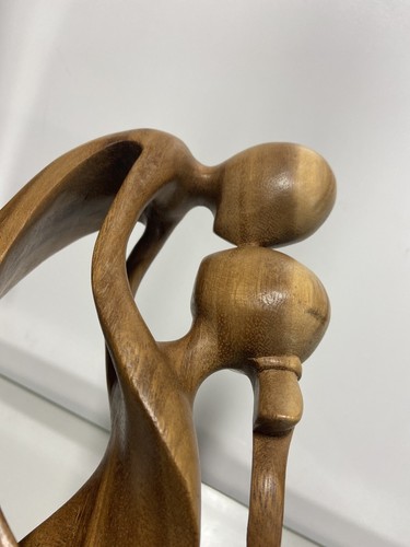 VTG. Mid Century WOOD SCULPTURE CARVING CUBISM MODERNISM ABSTRACT Couple - Picture 12 of 12