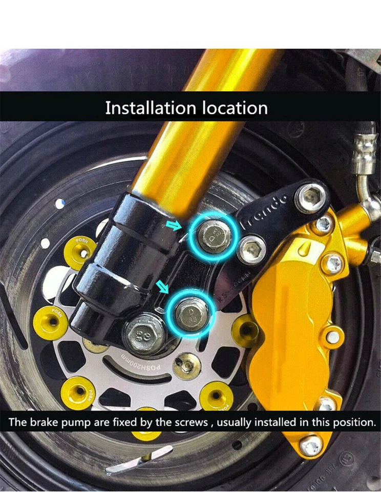 Cubierta de bomba de freno de disco delantero de protección de motocicleta CNC negro + rojo con tornillo M8 Foto 2 de 4