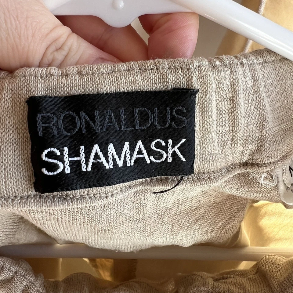Ronaldus Shmask A-Line Skirt Womens Beige Silk Lagenlook Paper Bag Waist Sz M - Image 3 of 4