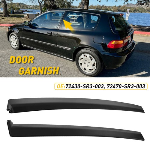 For 92-95 Honda Civic 2/3 door hatchback Coupe Door Pillar Sash Garnish R&L Trim - Picture 16 of 16