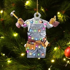 Personalized Carpenter Ornament, Woodworker Handyman Christmas Ornaments